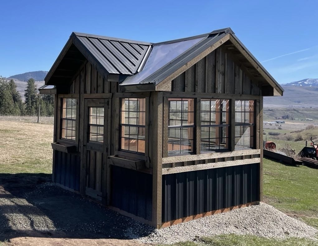 an 8x12 rustic series greenhouse for sale from montana structures in anaconda montana